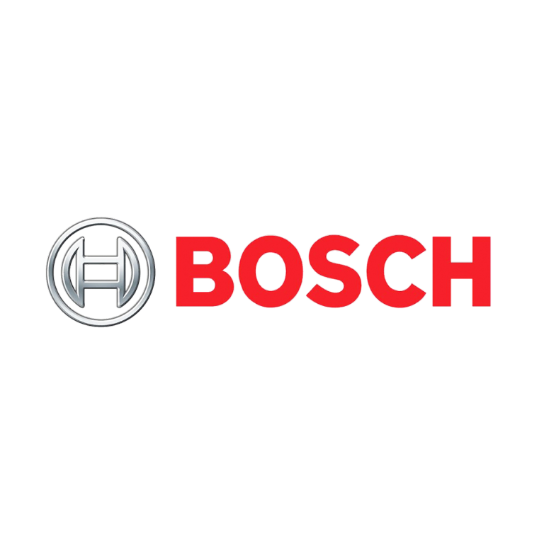 Logo von Bosch mit dem Schriftzug in roter Schrift auf weißem Hintergrund.